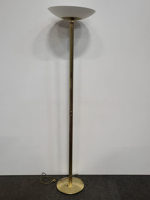 Staande lamp, messing, wit glas, 181 x 42 cm