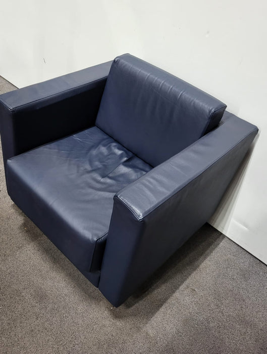 Fauteuil blauw kunstleder, B x D x H 80 x 80 x 80 cm