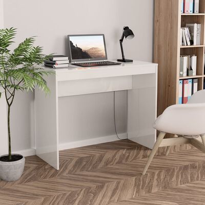 VidaXl bureau, hoogglans wit, B x D x H 90 x 40 x 72 cm