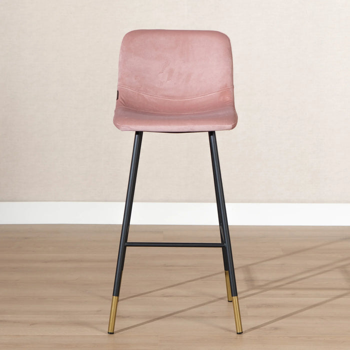 Bronx71 Denver barkruk, roze velvet, 46 x 48 x 106 cm