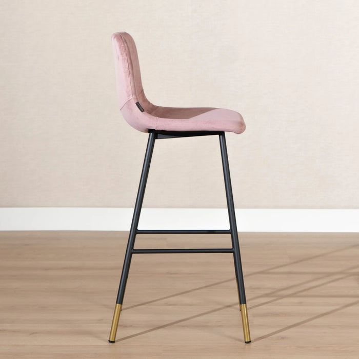 Bronx71 Denver barkruk, roze velvet, 46 x 48 x 106 cm