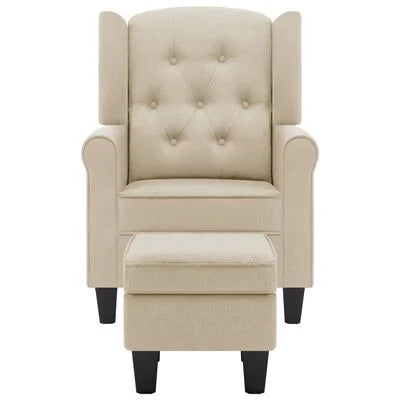 VidaXL fauteuil met voetensteun, creme