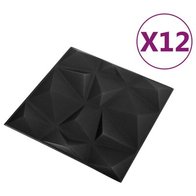 VidaXL wandpanelen 3D, zwart, set van 12st. /  3m2