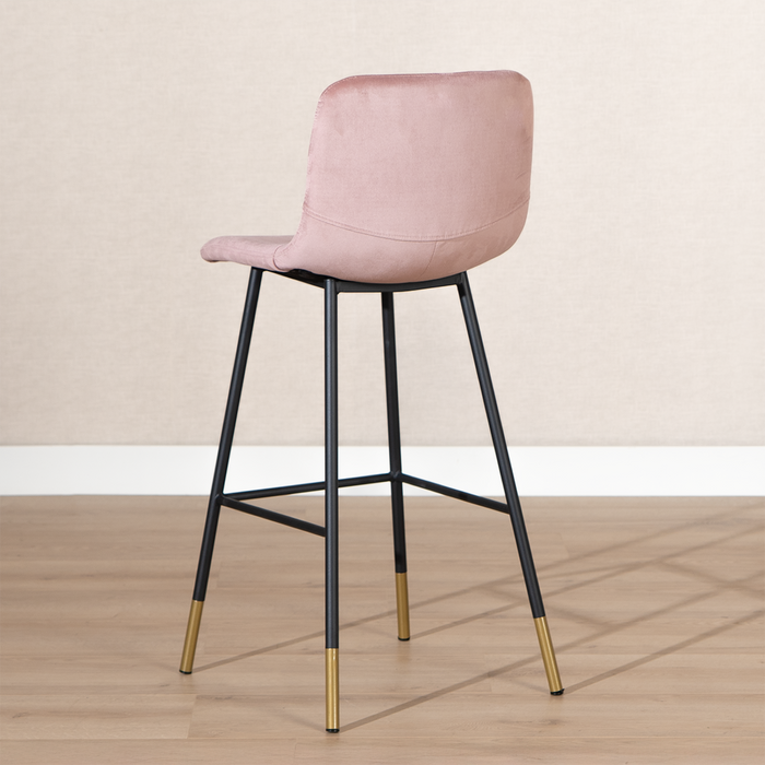 Bronx71 Denver barkruk, roze velvet, 46 x 48 x 106 cm