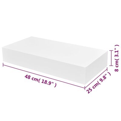 VidaXL wandschap met lade, wit, 48 x 25 x 8 cm