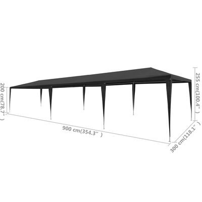 VidaXL partytent, antraciet, 3 x 9 meter