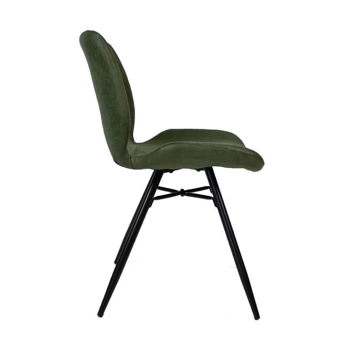 Bronx71 Jacksonville eetkamerstoel, olijfgroen ecoleer, 45,5 x 55 x 81,5 cm