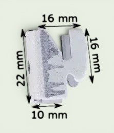 Legbordhaakje voor kast, staal, 22 x 16 x 16 x 10 mm