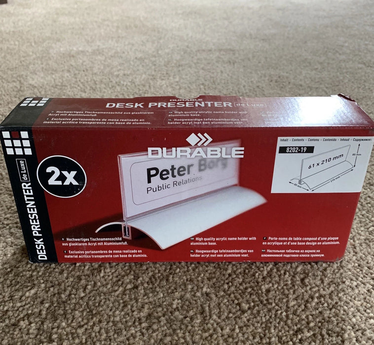 Durable de Luxe, tafelnaambord, Alu / Acryl, 61 x 210 mm