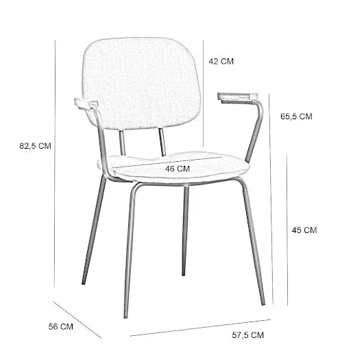 Rustic & Bear kantinestoel, model Sandefjord, beige stof, 59,5 x 57 x 66 cm