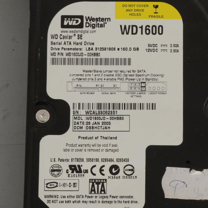 Western Digital WD1600 harde schijf, 160 GB
