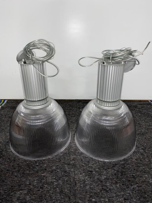 2x Zumtobel Staff plafondland, 41 cm ø x 45 cm, metaal/glas