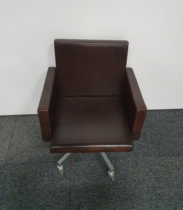 Lensvelt AVL office chair, bruin leder, verrijdbaar