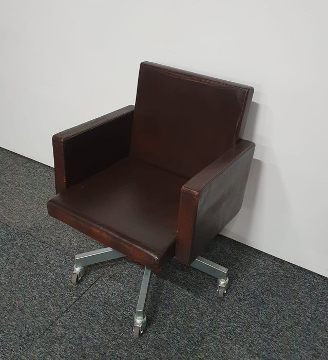 Lensvelt AVL office chair, bruin leder, verrijdbaar